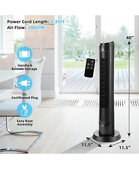 Skonyon 40 Inch Tower Fan with Remote 75° Oscillating Fan with 3 Wind Modes and 4 Wind Speeds-Black