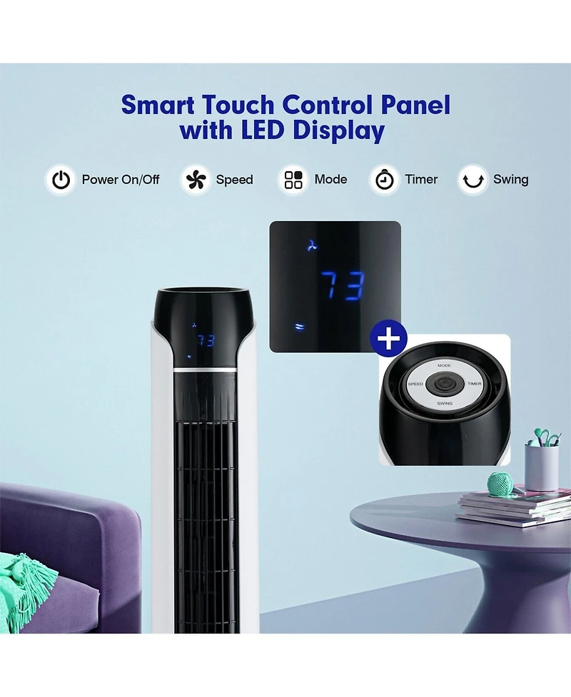 Skonyon Portable 48 Inches Tower Fan with Remote Control-White