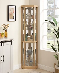 Streamdale Furniture Corner Glass Curio Cabinet with Light