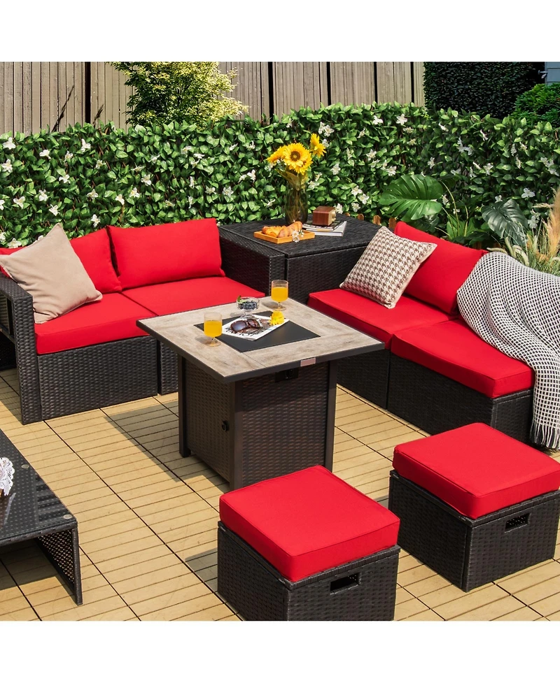 Sugift 30 Inch Square Propane Gas Fire Pit Table Ceramic Tabletop