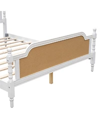 Streamdale Rattan Queen Bed Frame, Antique White