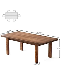Tribesigns Wood Dining Table for 4-6 People, 63-Inch Farmhouse Kitchen Table with Solid Wood Legs, Rectangular Dinner Table for Dining Room, Kitchen,