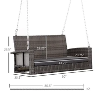 2-Person Wicker Swing Bench with Cushions