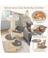 Skonyon 47 Inches Cat Tree for Indoor Cats with Thickened Sisal Scratching Posts-Gray