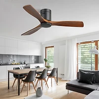 Sofucor 52" Flush Mount Wood Ceiling Fan Without Lights