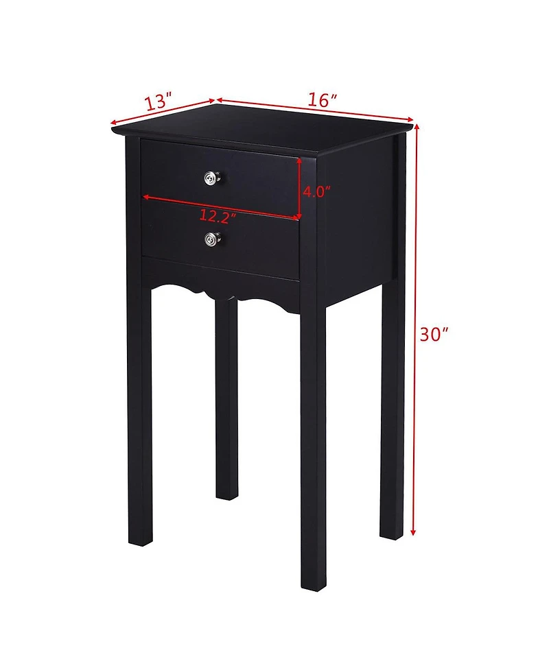 Sugift Side Table End Accent Table with 2 Drawers-White