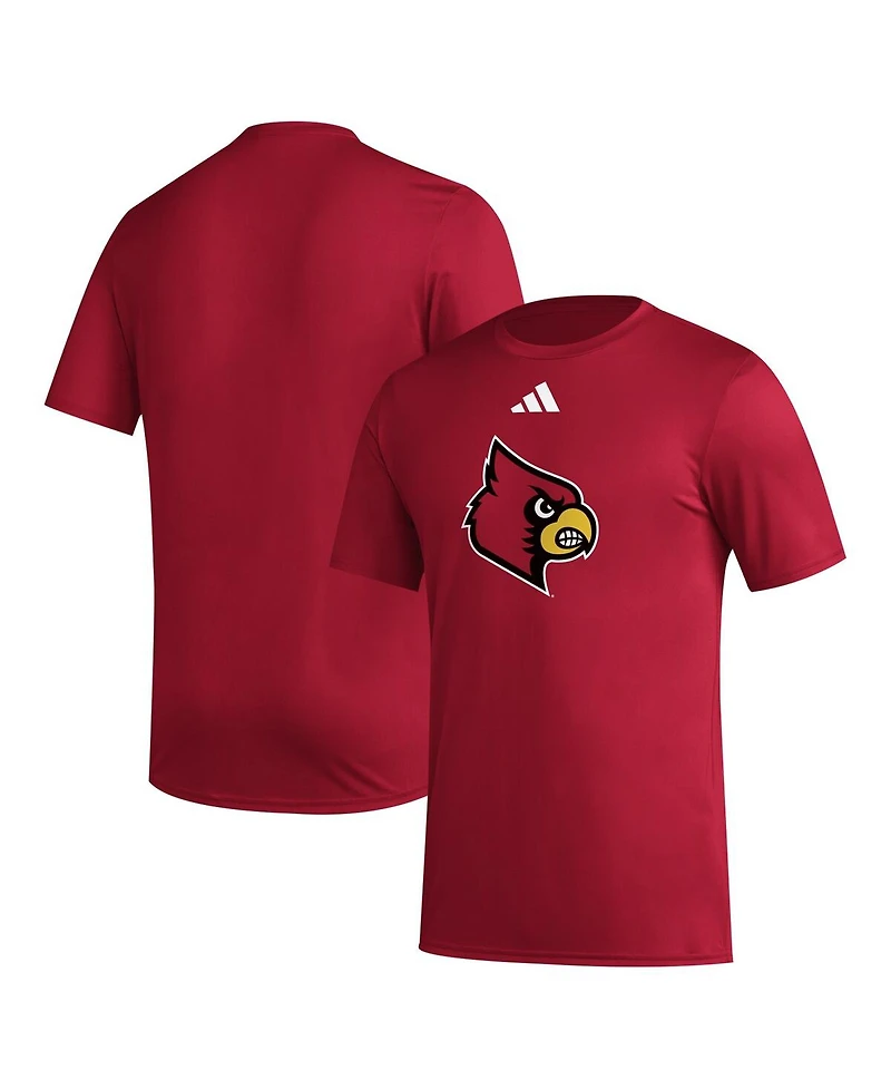Adidas Men's Red Louisville Cardinals Primary Locker Logo Pre-Game Aeroready T-Shirt