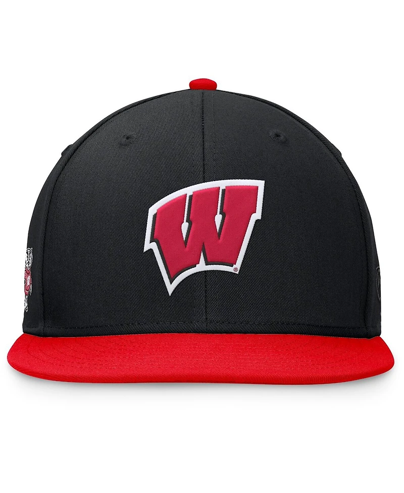 Top of the World Men's Black/Red Wisconsin Badgers Rally Two-Tone Fitted Hat