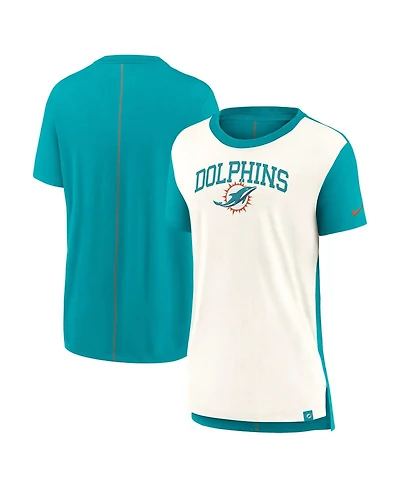 Nike Women's Cream/Aqua Miami Dolphins Wordmark Tri-Blend T-Shirt