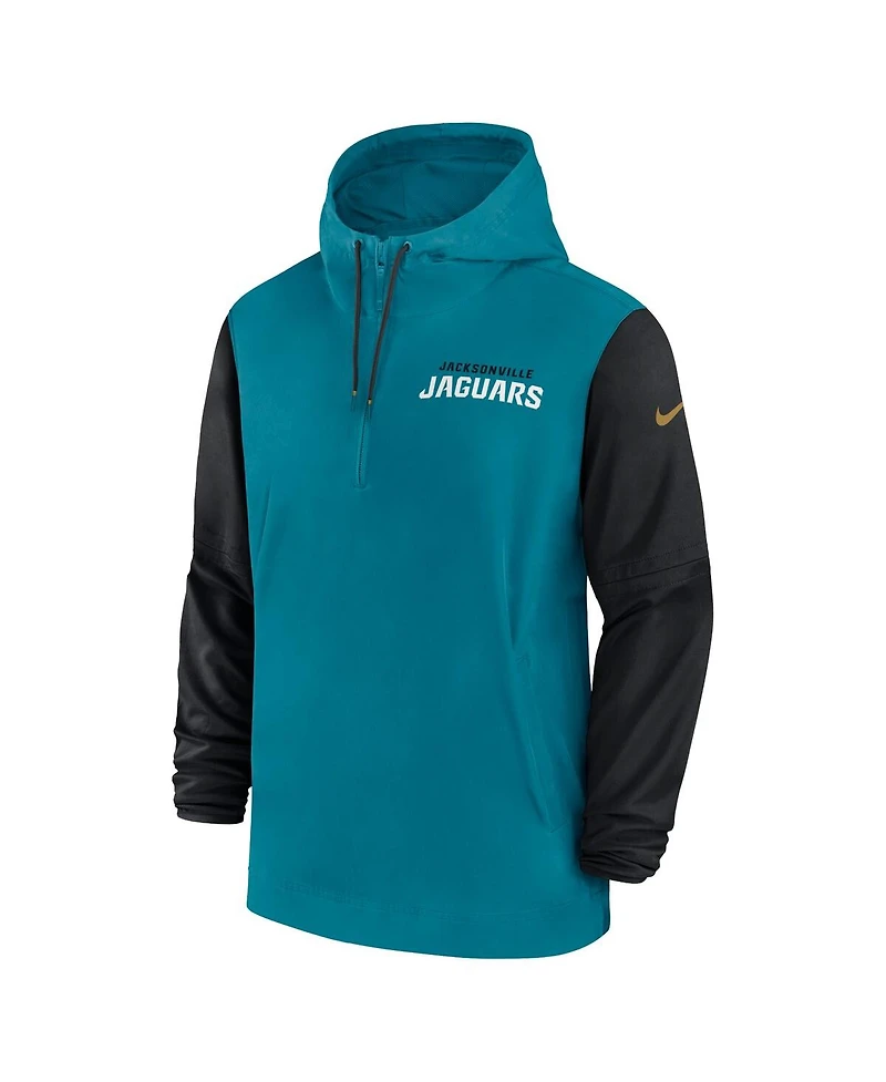 Nike Men's Teal/Black Jacksonville Jaguars 2024/25 Sideline Pre-Game Player 1/2-Zip Hoodie Jacket