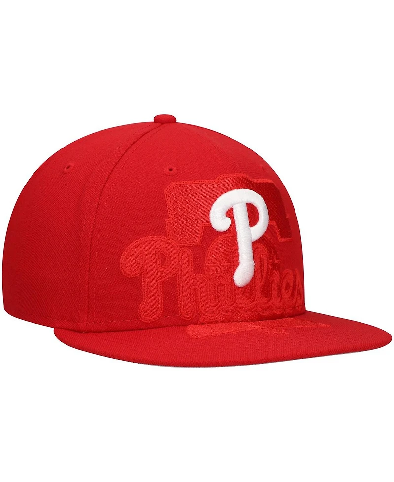 New Era Men's Red Philadelphia Phillies Shadow Logo 59FIFTY Fitted Hat