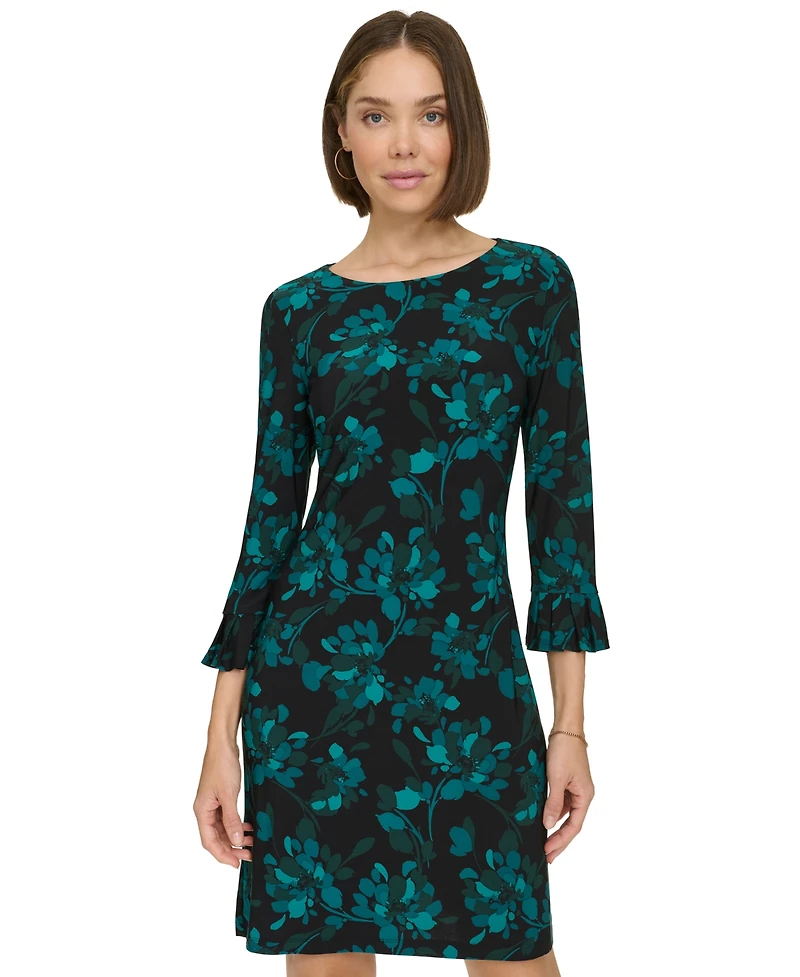 Tommy Hilfiger Women's Ruffled-Cuff 3/4-Sleeve Dress