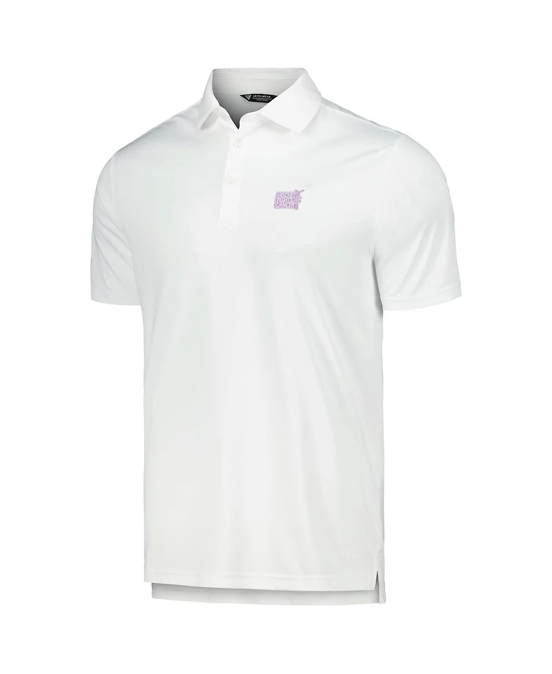 Levelwear Men's White Nhl 2023 Hockey Fights Cancer Core Logo Polo