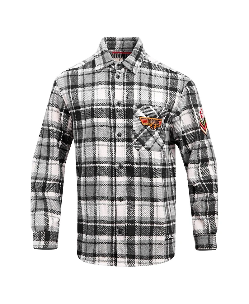 Freeze Max Men's Snoopy Black Peanuts Top Dog Flannel Button-Up Shirt