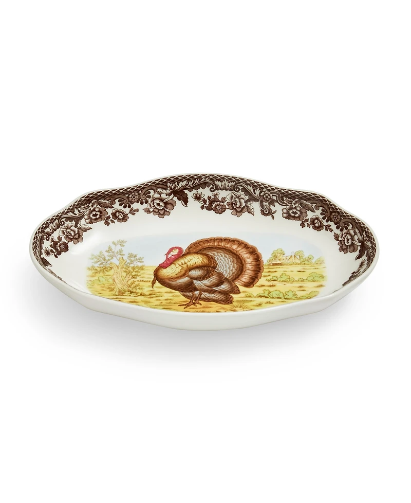 Spode Woodland Turkey Pickle Dish, Set of 2