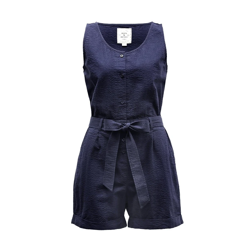 Hope & Henry Women's Flutter Button Front Romper