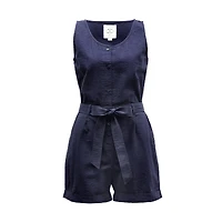 Hope & Henry Women's Flutter Button Front Romper