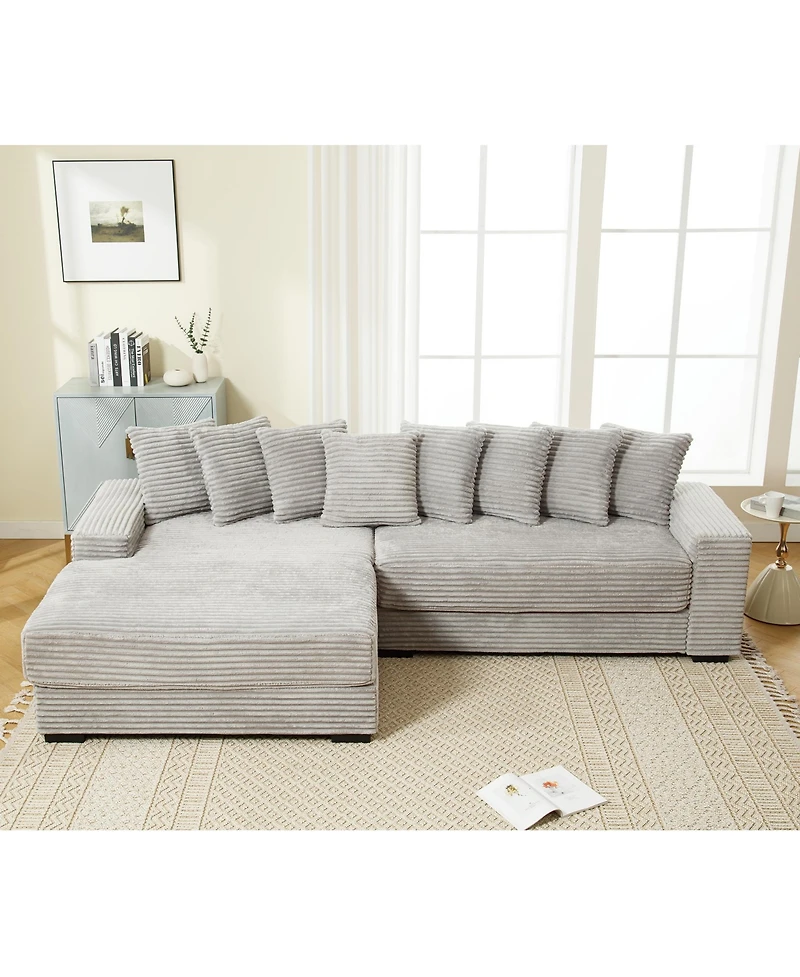 Streamdale Furniture Oversized, Cozy L-Shaped Sofa with Armrests and Throw Pillows