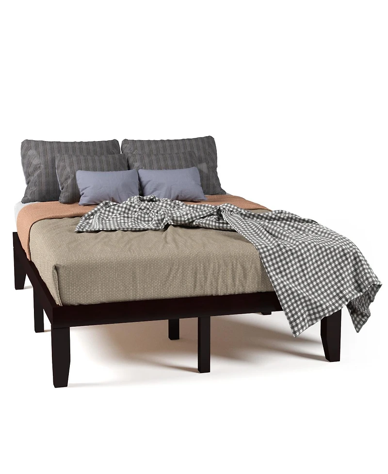 Gymax 14'' Full Size Wooden Platform Bed Frame w/ Strong Slat Support Espresso