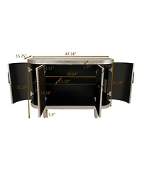 Simplie Fun Curved Sideboard Console Table with Adjustable Shelves
