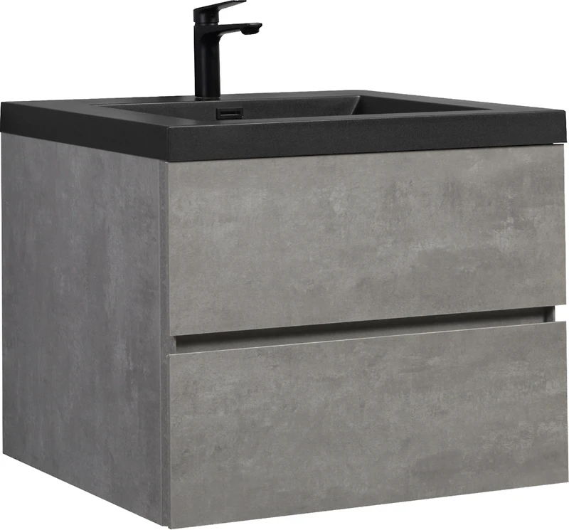 Streamdale Furniture Modern 30" Floating Vanity with Black Quartz Top, Grey