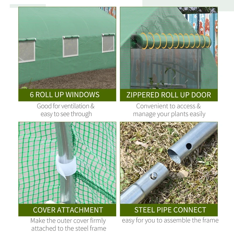 Walk-in Greenhouse w/Mesh Door, Windows (11.5'x10'x7')