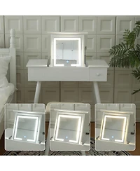 Streamdale Furniture Led Vanity Desk with Mirror, Power Outlet, and Storage