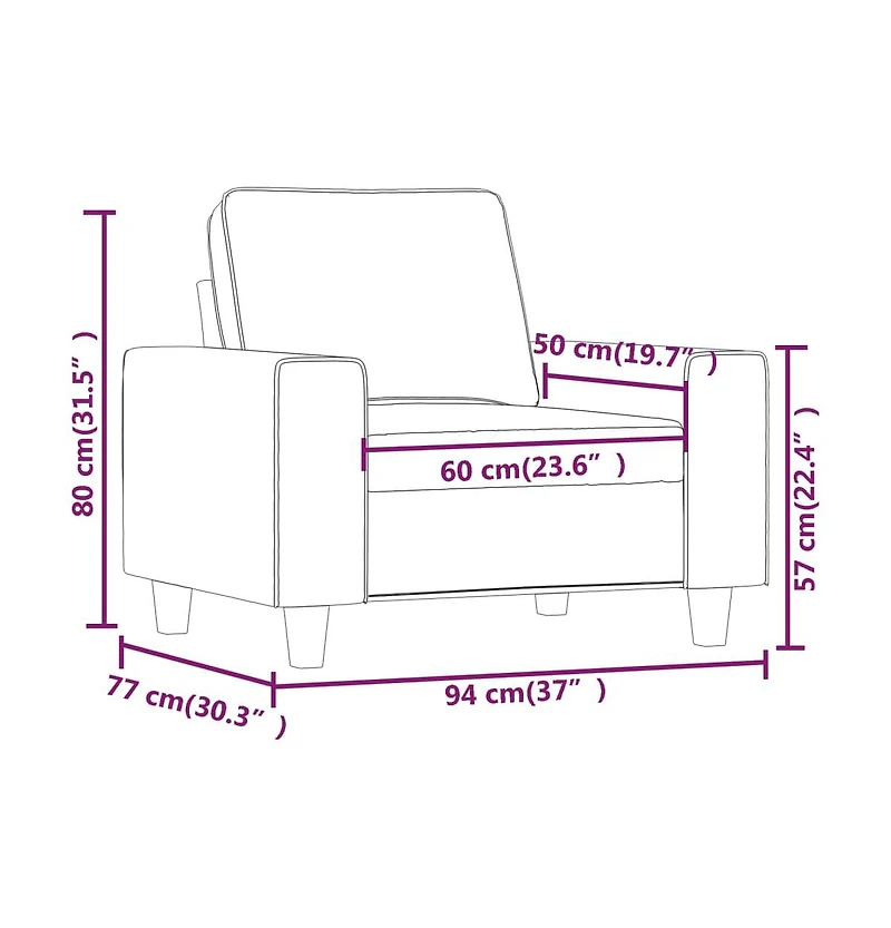 vidaXL Sofa Chair Light Gray 23.6" Microfiber Fabric