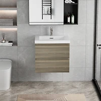 24" Floating Bathroom Vanity with Resin Sink and Soft-Close Drawers