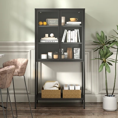 Streamdale Heavy Duty Storage Cabinet with Glass Doors and Shelves