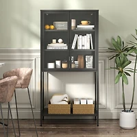 Streamdale Heavy Duty Storage Cabinet with Glass Doors and Shelves
