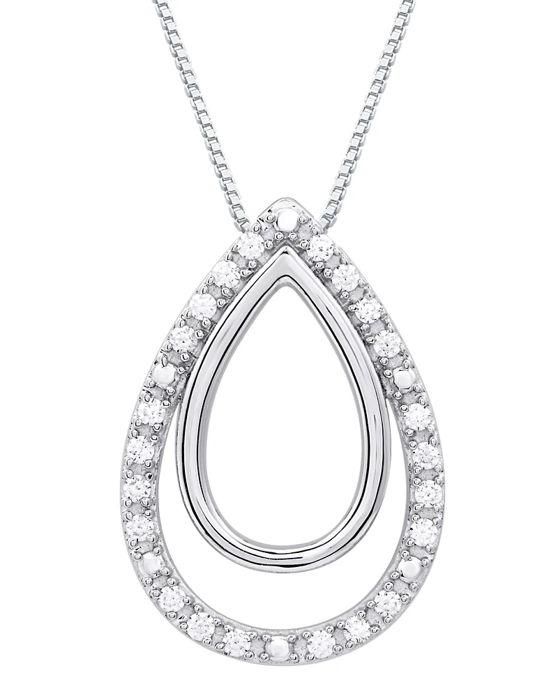 Marsala Diamond Teardrop Halo 18" Pendant Necklace (1/4 ct. t.w.) in Sterling Silver