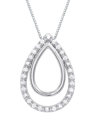 Marsala Diamond Teardrop Halo 18" Pendant Necklace (1/4 ct. t.w.) in Sterling Silver