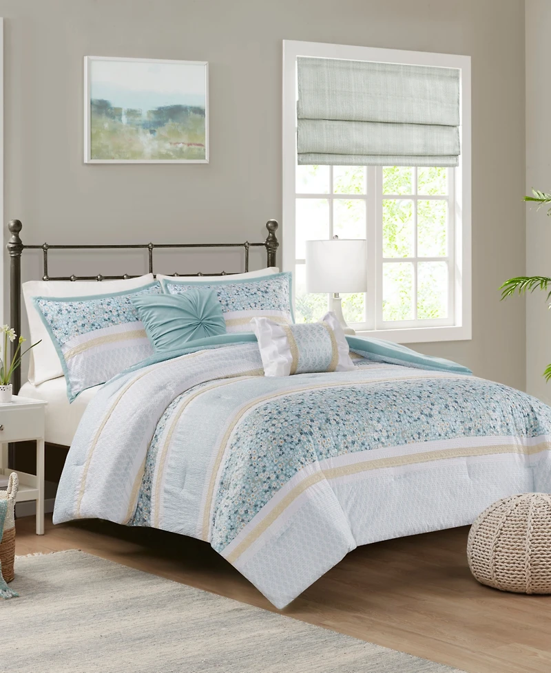 Madison Park Caralie Seersucker 5-Pc. Comforter Set, Full/Queen