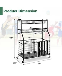 Sugift Garage Sports Equipment Organizer with Hooks & Baskets for Basketball