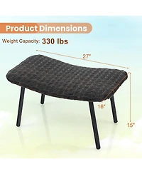 All Weather Outdoor Ottomans Set Patio Footrest Seats Set with Sturdy Metal Legs -Brown