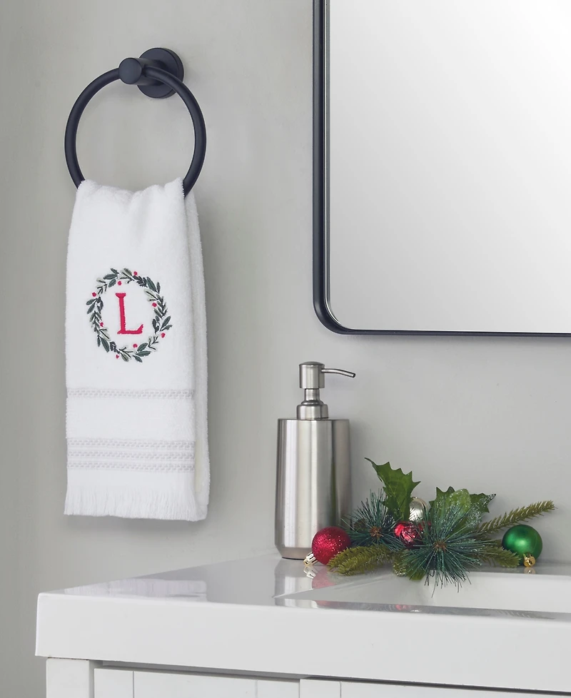 Skl Home Wreath Monogram Cotton Hand Towel, 16" x 26"