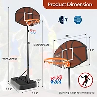 Basketball Hoop 5.6-6.5 Ft Height Adjustable for Kids with Shatterproof Backboard