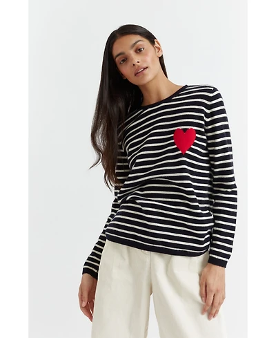 Chinti & Parker Women's Breton Heart Wool Cashmere Sweater