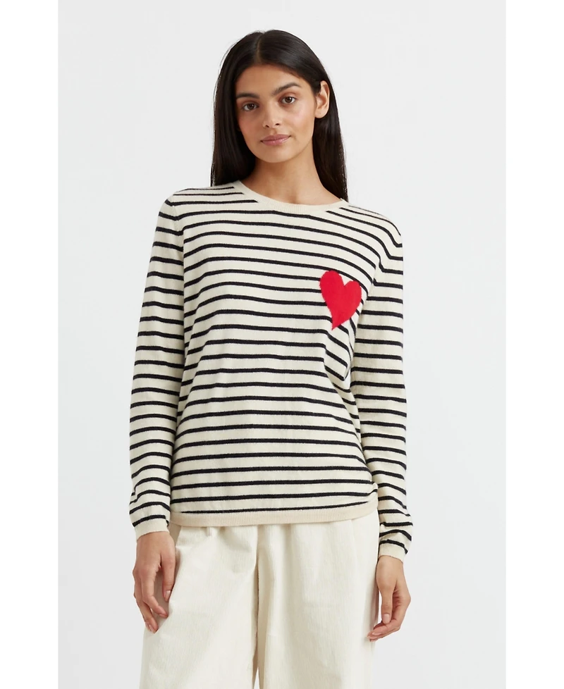 Chinti & Parker Women's Breton Heart Wool Cashmere Sweater