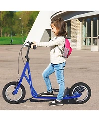 Height Adjustable Kid Kick Scooter with 12 Inch Air Filled Wheel-Orange