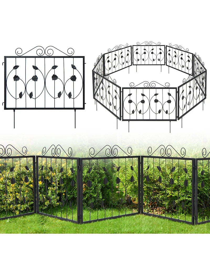 Sugift Decorative Garden Fence with 8 Panels Animal Barrier