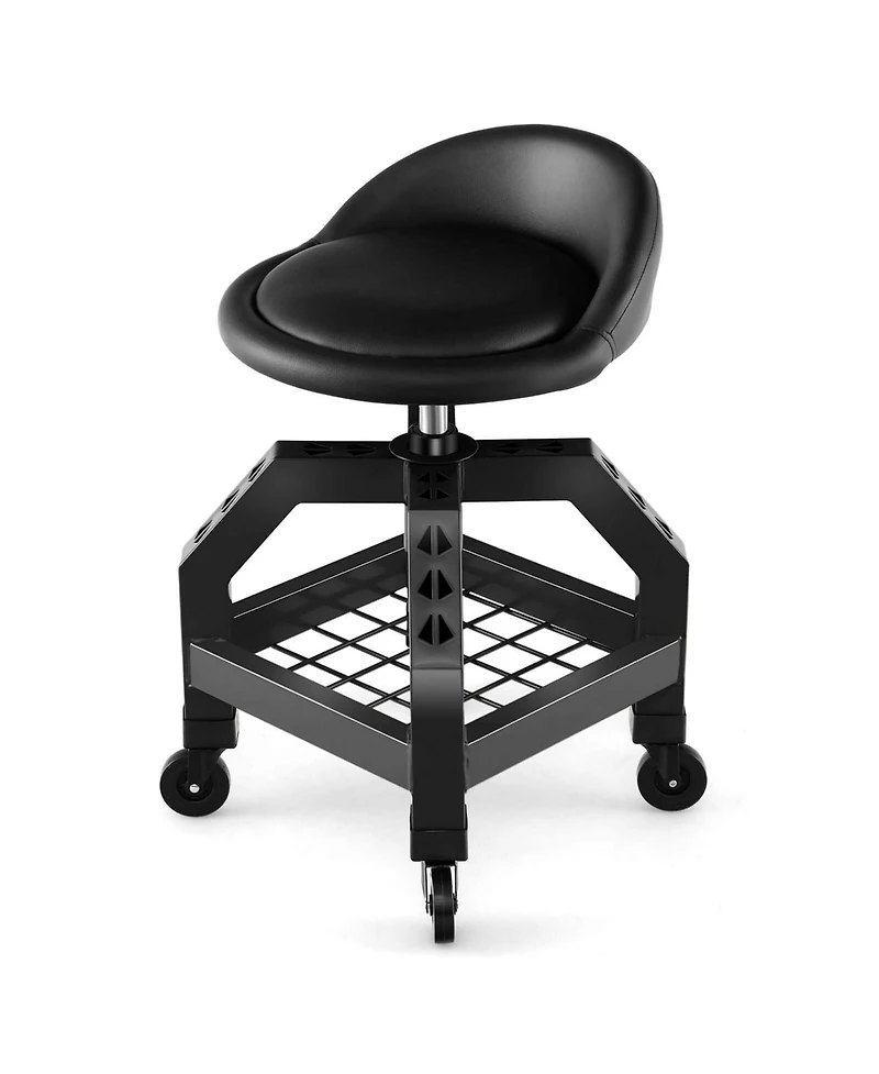 Rolling Seat Mechanic Stool Chair with Tool Tray 4 Universal Wheels for Factory