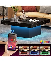 Tribesigns Coffee Table Square Led Coffee Table Engineered Wood Low Coffee Table for Living Room