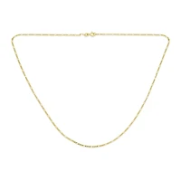 Bling Jewelry Thin Lightweight 1.2MM Strong Solid Gold Plated Sterling Silver Figaro Link Chain Necklace