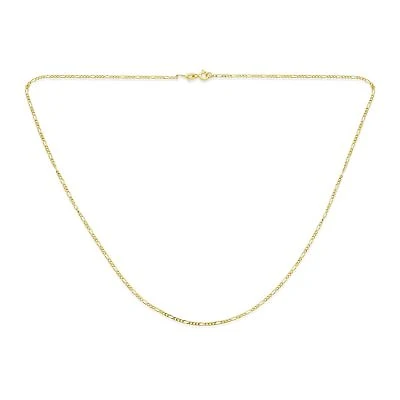 Bling Jewelry Thin Lightweight 1.2MM Strong Solid Gold Plated Sterling Silver Figaro Link Chain Necklace