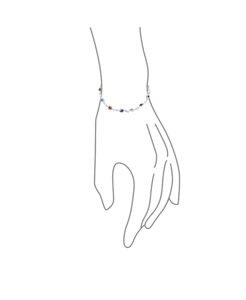 Bling Jewelry Turkish Multicolor Evil Eye Strand Bracelet with Sterling Silver Charms
