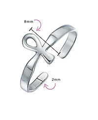 Bling Jewelry Religious Spiritual Midi Mid Finger Egyptian Ankh Cross Midi Toe Ring Silver Sterling Adjustable
