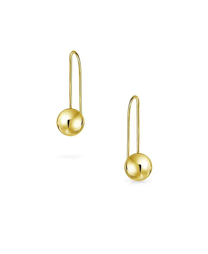 Bling Jewelry Tiny Minimalist Threader Drop Ball Earrings14K Yellow Gold 14K Yellow Gold
