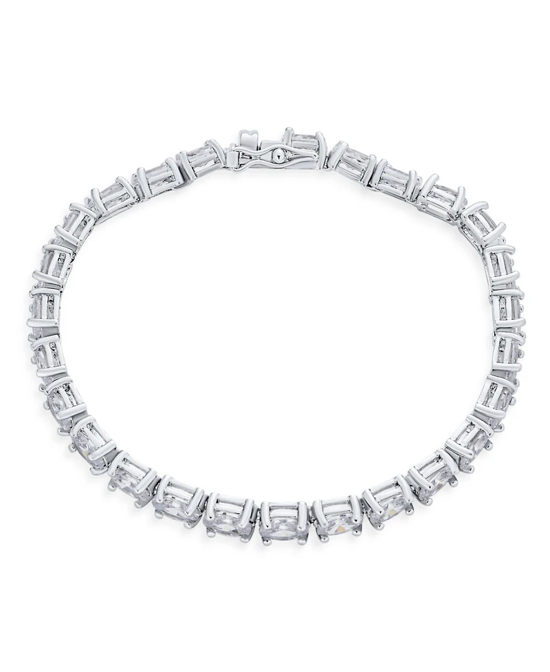 Bling Jewelry 15CTW Cz Oval Solitaire Tennis Bracelet Silver Plated 7, 7.5 Inch